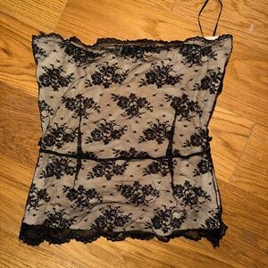 The Limited Black Lace Overlay Tube top